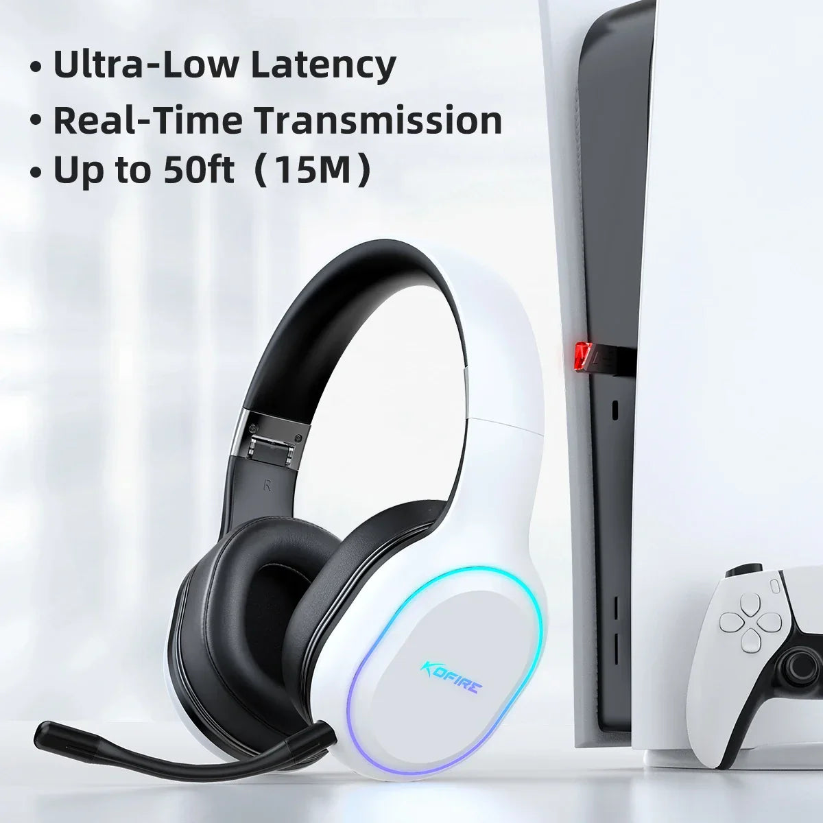 Kofire UG-05 Gaming Headphones 2.4G BT5.0 Wireless Headset With Mic RBG Light Vibration Bluetooth Earphone For PS4 PS5 PC Switch - Evallys.com