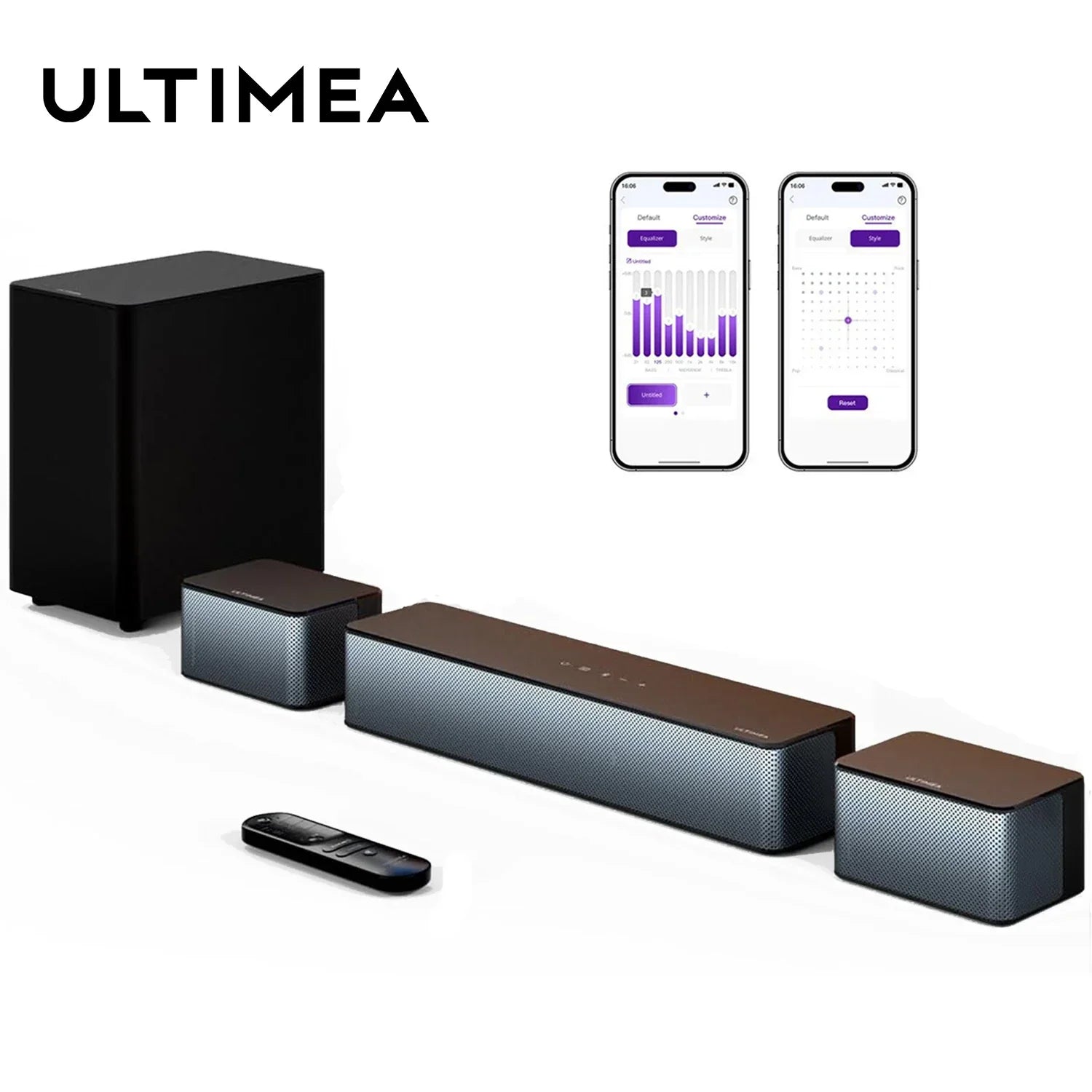ULTIMEA 320W 5.1 Soundbar with Wireless Subwoofer & 2 Surround Speakers, 3D Surround Sound System Home Theater, APP Control - Evallys.com