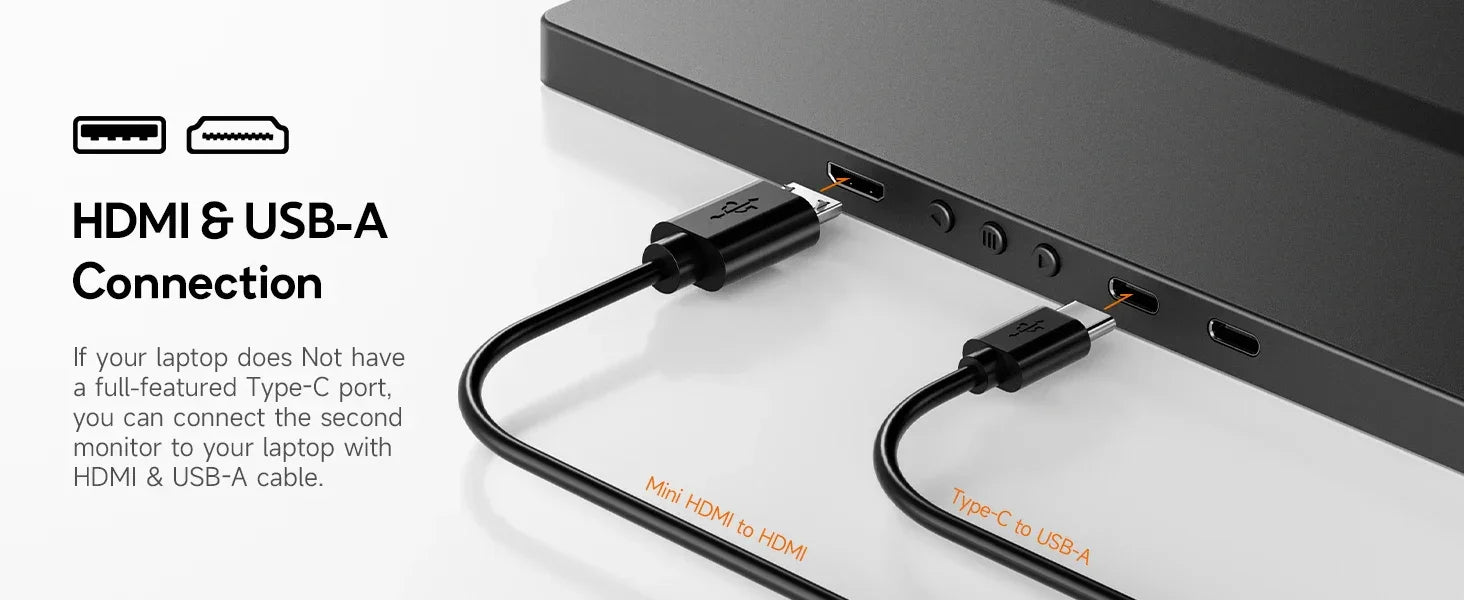 Dopesplay 14.1inch Portable Monitors 1200P FHD IPS Single Dual Second Screen Extender Display For Phone PC Mac 13.3-17