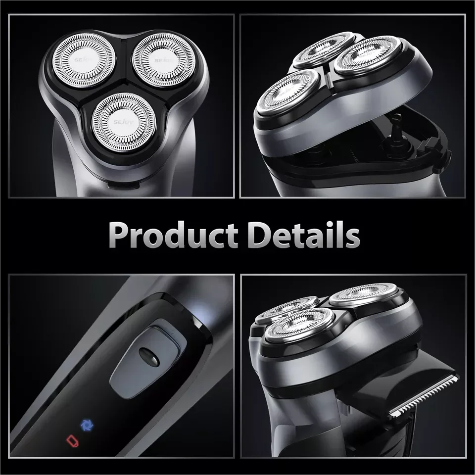 SEJOY Rechargeable Wet & Dry Use Electric Shaver Pop-up Hair Trimmer Rotary Shaving Machine Razor - Evallys.com