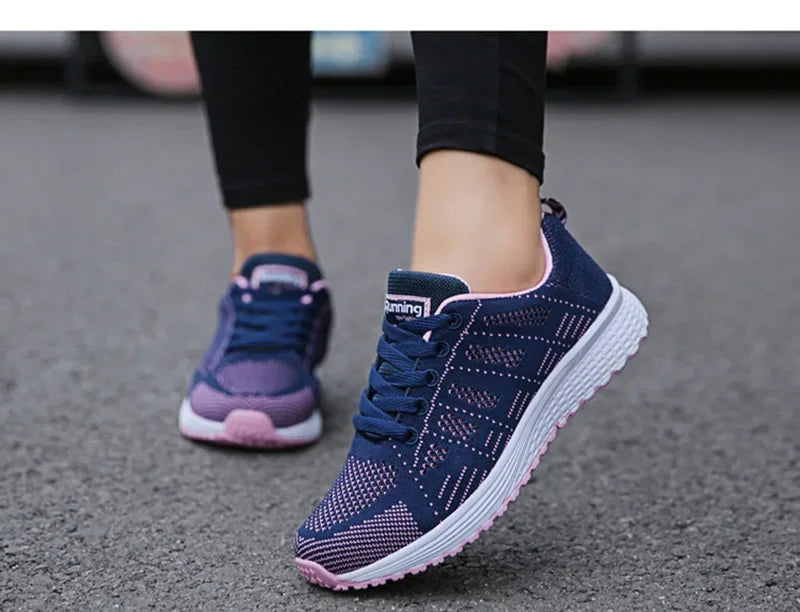 Women Casual Shoes Fashion Breathable Walking Mesh Flat Shoes Sneakers Women 2021 Gym Vulcanized Shoes White Female Footwear - Evallys.com
