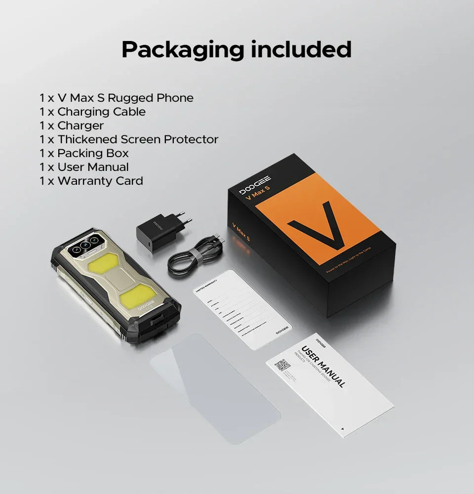 World Premiere DOOGEE V Max S 5G Rugged Phone Dual Camping Lights 22000mAh Battery 24GB(8+16) 256GB 108MP AI Camera Smartphone - Evallys.com