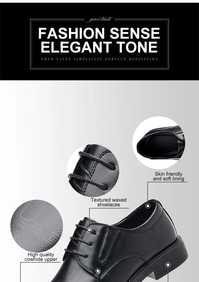 3/6/8 CM Elevator Shoes Men Dress Shoes Black Soft Leather Men Heighten Formal Shoes Casual Business Men Oxfords Suit Shoes - Evallys.com