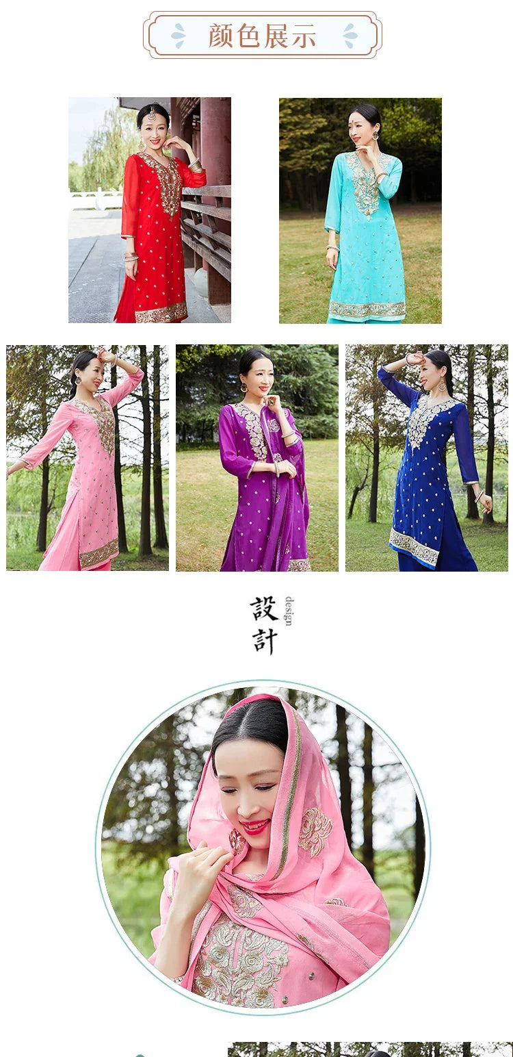 Exotic Indian Dance Dress – Ethnic Sari Style Two-Piece Set for Women - Evallys.com