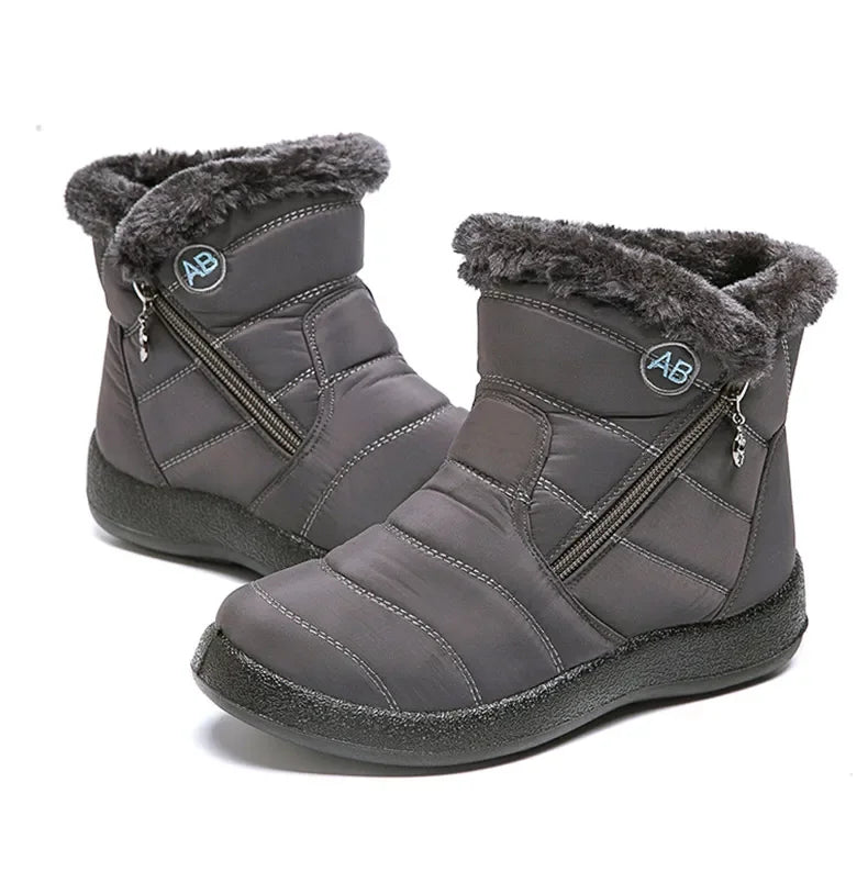 Women's Boots Women's Ankle Boots With Fur Winter Shoes Women Low Heels Winter Boots Snow Waterproof Botas Mujer Winter Footwear - Evallys.com