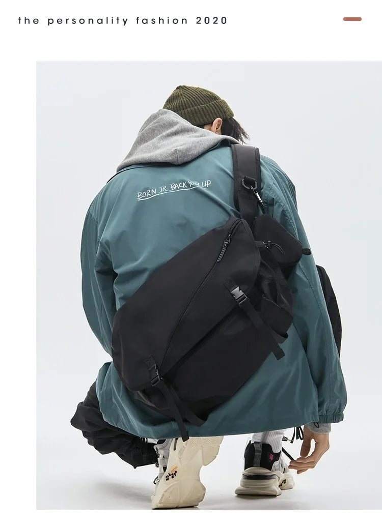 Causal Nylon Shoulder Man Bag Japanese Teenager School Laptop Sling Men's Bag Streetwear Travel Cross Bag Messenger Bags for Men - Evallys.com