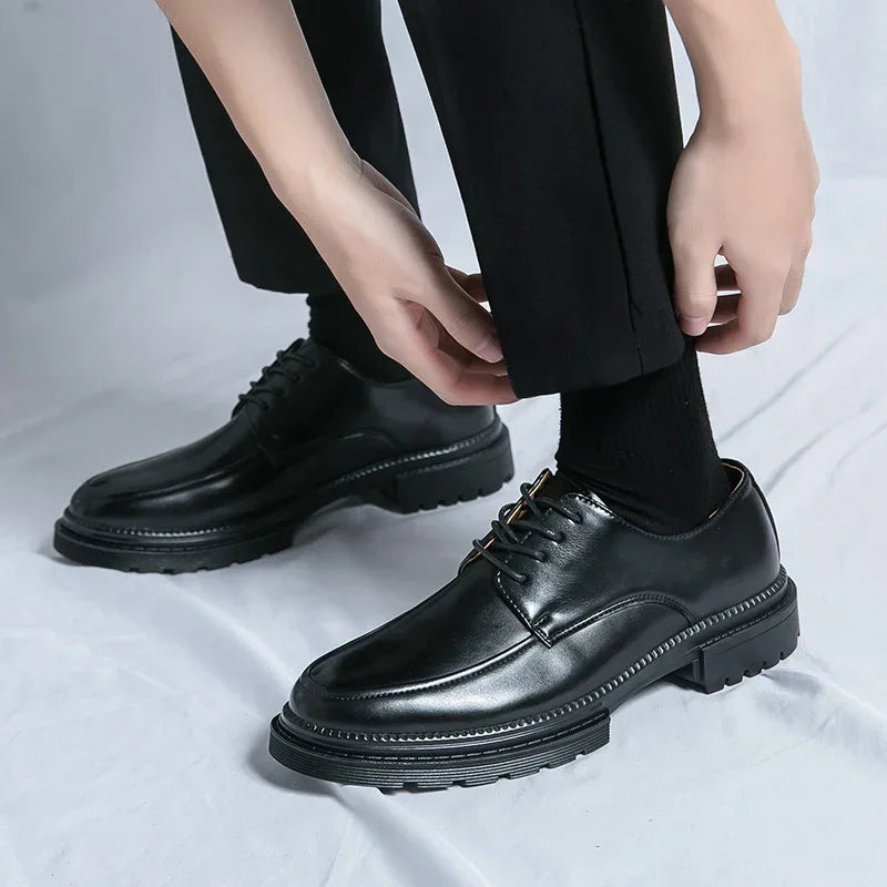 Mens Oxford White Leather Shoes Whole Luxury Formal Business Wedding Dress Shoes for men Thick bottom Casual Original Moccasins - Evallys.com