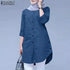 ZANZEA Women’s Abaya Blouse – Casual Islamic Long Sleeve Tops 2024 - Evallys.com