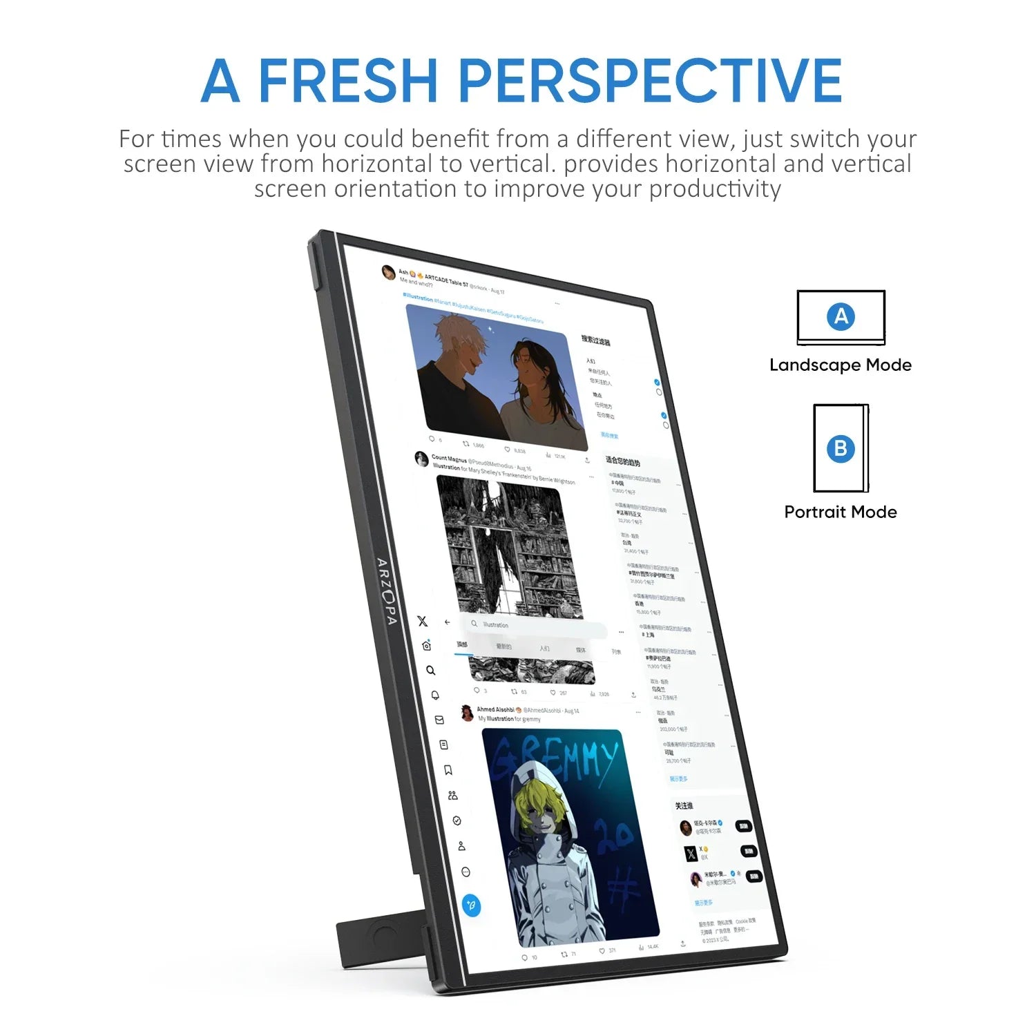 ARZOPA 16inch 2K Portable Monitor 16:10 IPS Screen with type-c mini hdmi Second Display for MAC/Laptop/PC/Xbox/PS4/5/Switch,Z1RC - Evallys.com