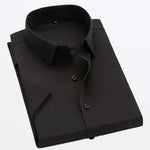 White Short-sleeved Shirt Men's Summer New Solid Color Ice Silk Thin Business Formal Casual Office No-iron Shirt Large Size 5XL - Evallys.com