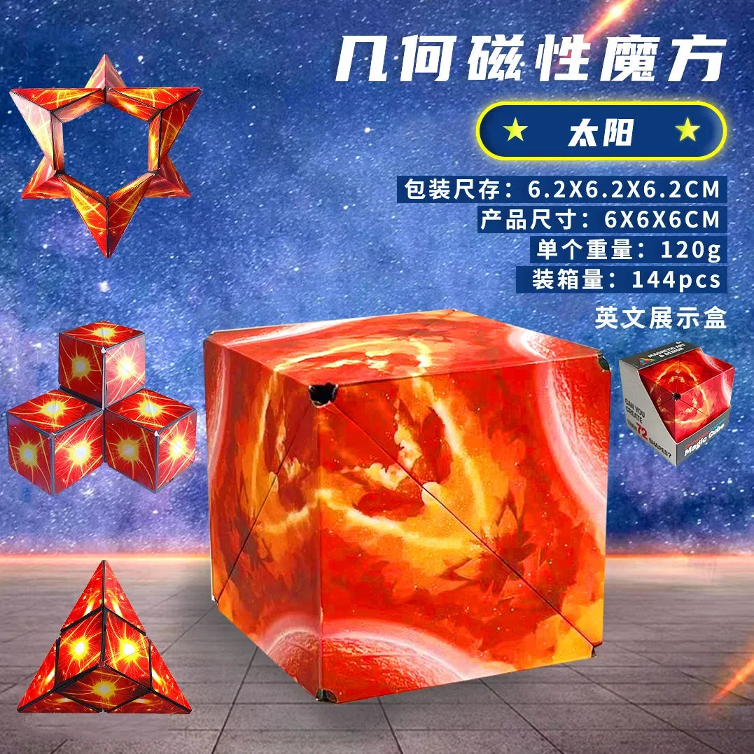 Variety Geometric Changeable Magnetic Magic Cube Anti Stress 3D Hand Flip Puzzle Cube Kids Stress Reliever Fidget Toy - Evallys.com