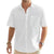 Men's Solid Color Cotton Linen Short Sleeve Shirts Vacation Beach Summer Tops with Pocket Casual Lightweight Button Shirts - Evallys.com