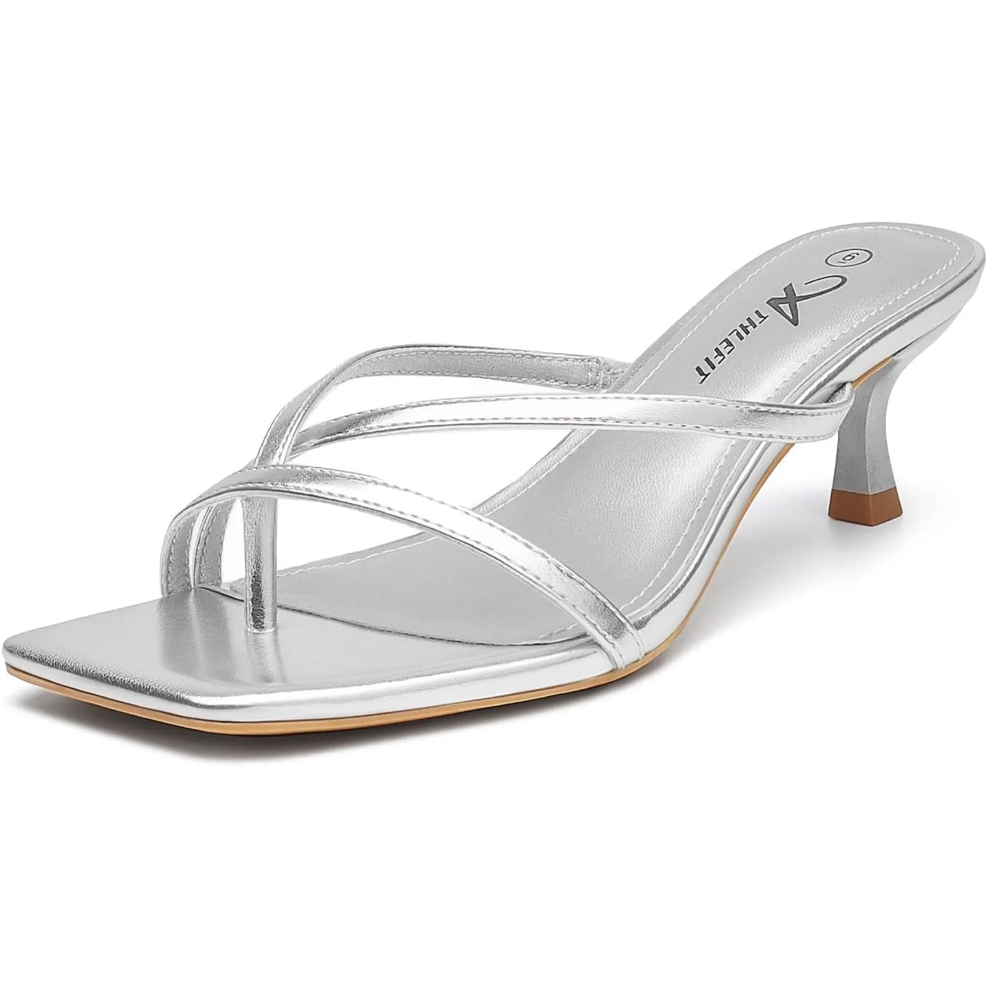 Women's Strappy Kitten Heels Flip Flops Square Open Toe Low Heels Fashion Party Dress Thong Heeled Sandals - Evallys.com