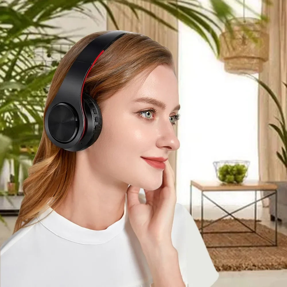 2025 Upgrading Wireless Bluetooth Headphones Stereo Headset Music Sports Overhead Earphone with Mic for Smart Phone TV PC Tablet - Evallys.com