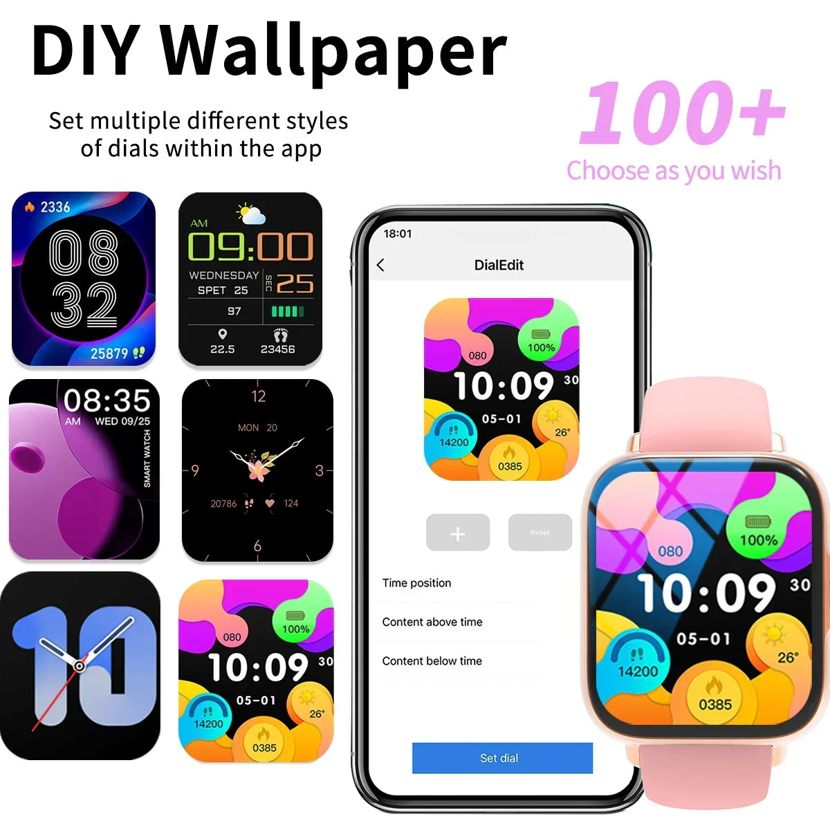 Hot Smart watch, wireless call/wireless music, message reminder,custom dial wallpaper and other functions, unisex - Evallys.com