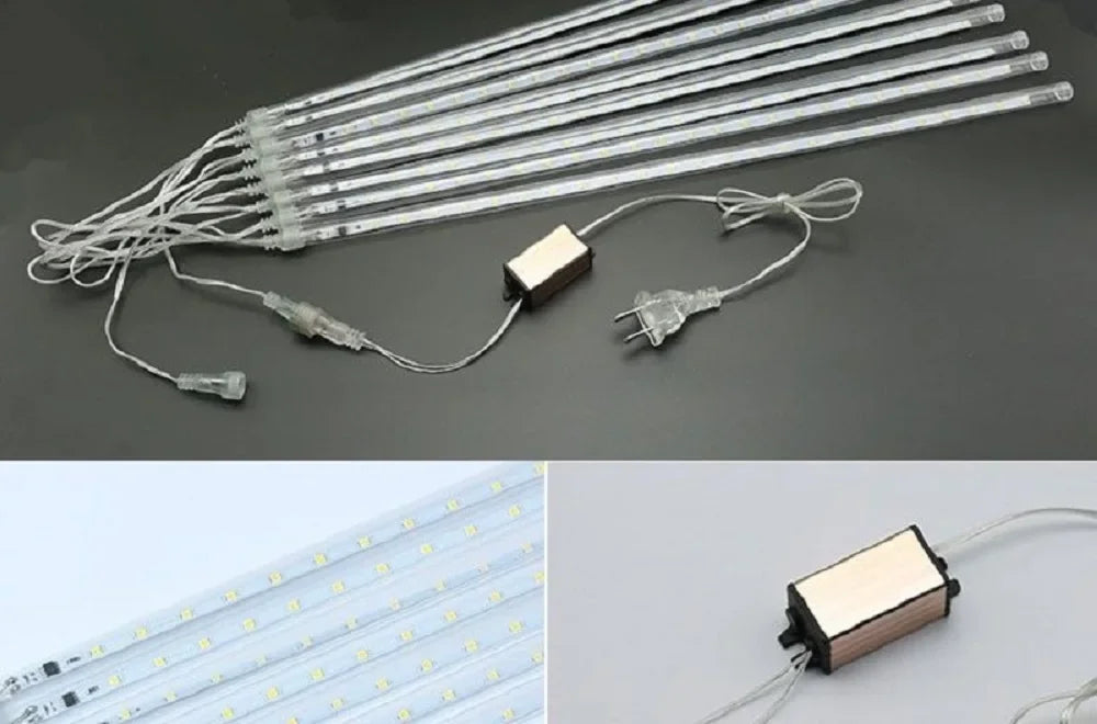 LED Meteor Shower Rain Lights Waterproof Falling Raindrop Fairy String Light Christmas Decoration Outdoor Holiday Party Patio - Evallys.com