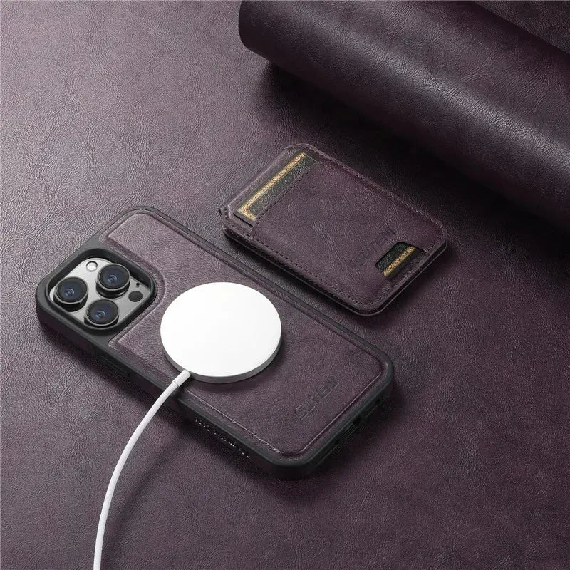 2 in 1 detachable With Magsafe Wireless Charging Wallet Leather Phone Case For iPhone 16 15 Pro Max 14 13 12Pro Magnetic Cover - Evallys.com