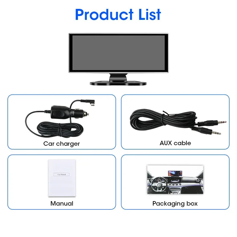 11.26 inch Car DVR 4K Dash Cam Dual Lens Wireless Carplay & Android Auto Video Recorder Monitor GPS Navigation 5G Wifi FM AUX - Evallys.com