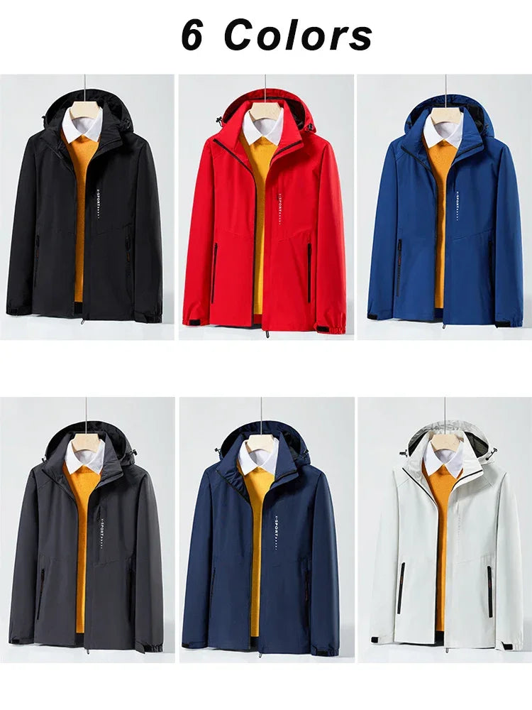Spring Autumn Casual Jacket Men/Women Outdoor Waterproof and Windproof Hooded Windbreaker Coats - Evallys.com