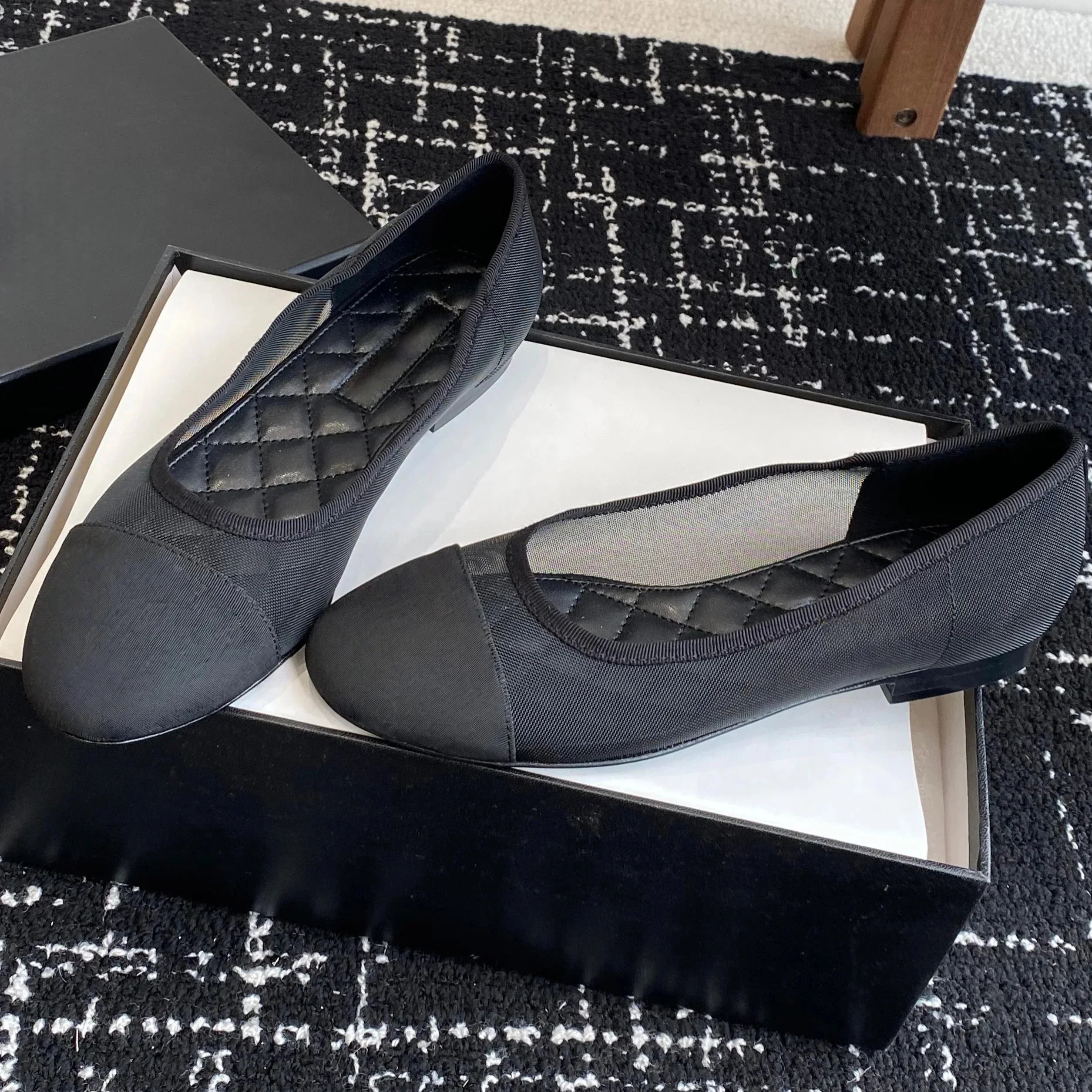 Women’s Mesh Patchwork Mary Janes – Pointed Toe Ballet Dance Flats - Evallys.com