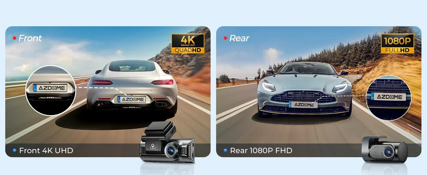 Upgrade AZDOME M550 Pro Car DVR Dash Cam 4K 5.8Ghz WiFi 2/3 Cameras Front/Cabin/Rear Cam GPS Night Vision Parking Monitor داش كا - Evallys.com