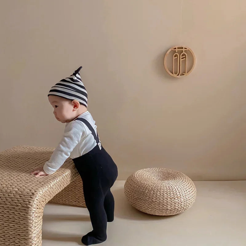 Children s Solid Color Winter Leggings with Stretchable Suspender Tights for Girls and Boys - Infant and Toddler Baby Pantyhose - Evallys.com