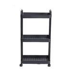 Plastic Rolling Utility Cart with Handle Storage Trolley for Office, Living Room, Kitchen, Movable Storage Organizer with Wheel