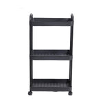 Plastic Rolling Utility Cart with Handle Storage Trolley for Office, Living Room, Kitchen, Movable Storage Organizer with Wheel