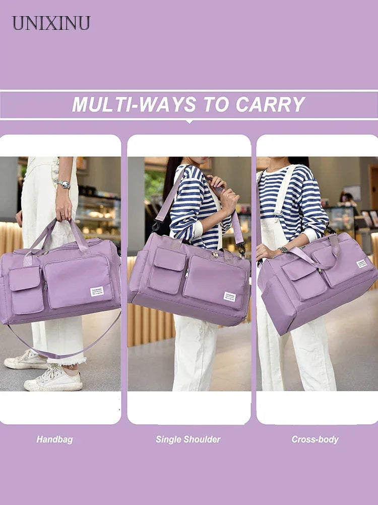 UNIXINU Carry On Travel Bag Large Capacity Weekender Overnight Duffle Bags with Shoe Compartment Sports Fitness Bags for Women - Evallys.com