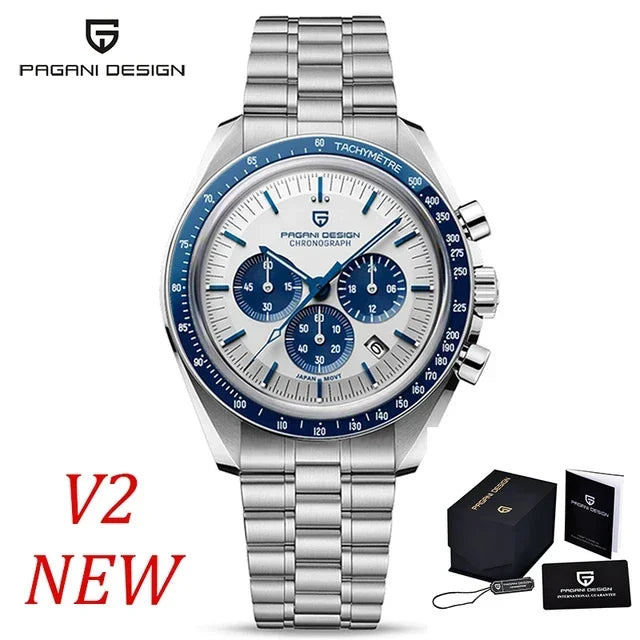 PAGANI DESIGN V4 New Quartz Men's Automatic Date Speed Chronograph Sapphire Mirror Sport Waterproof Watch All Steel VK63 Watches - Evallys.com