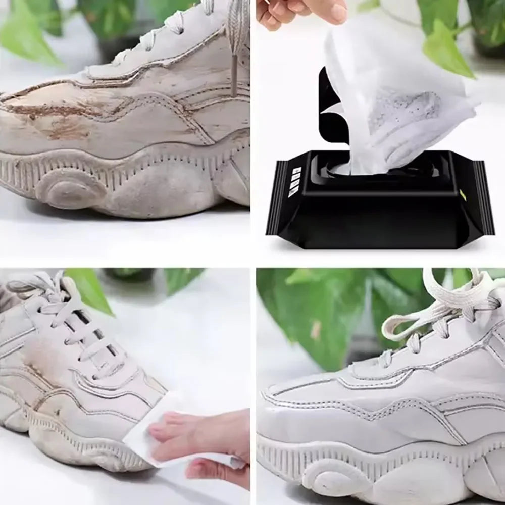 12/30/80PCS Disposable Shoe Cleaning Wipes Disposable Travel Portable Dirt Removal Wipes Shoe Shine Artifact Cleaning Tool - Evallys.com