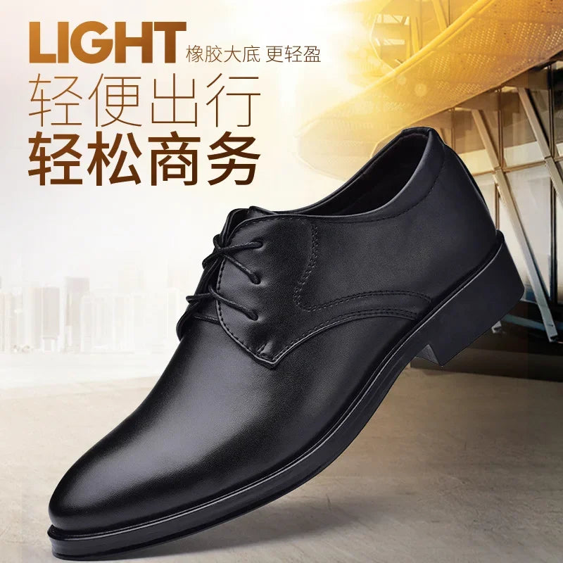 Men Dressing Shoes Formal for Men's Casual Shoe Leather Social Wedding Designer Pointed Toe Black Office Winter Shoes Brand 2023 - Evallys.com