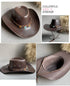 Faux Leather Cowboy Hat – Vintage Unisex Western Jazz Dress Cap - Evallys.com