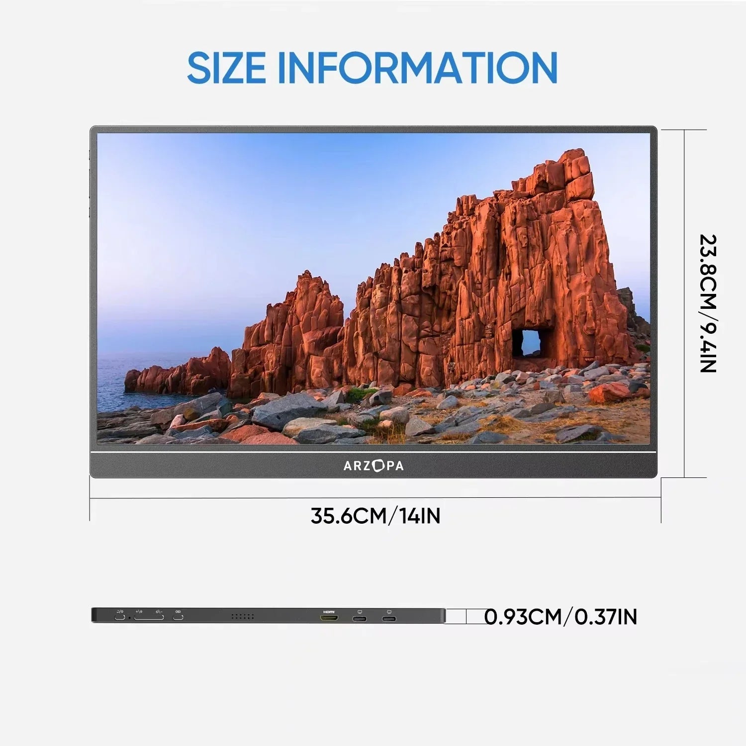 ARZOPA 16inch 2K Portable Monitor 16:10 IPS Screen with type-c mini hdmi Second Display for MAC/Laptop/PC/Xbox/PS4/5/Switch,Z1RC - Evallys.com