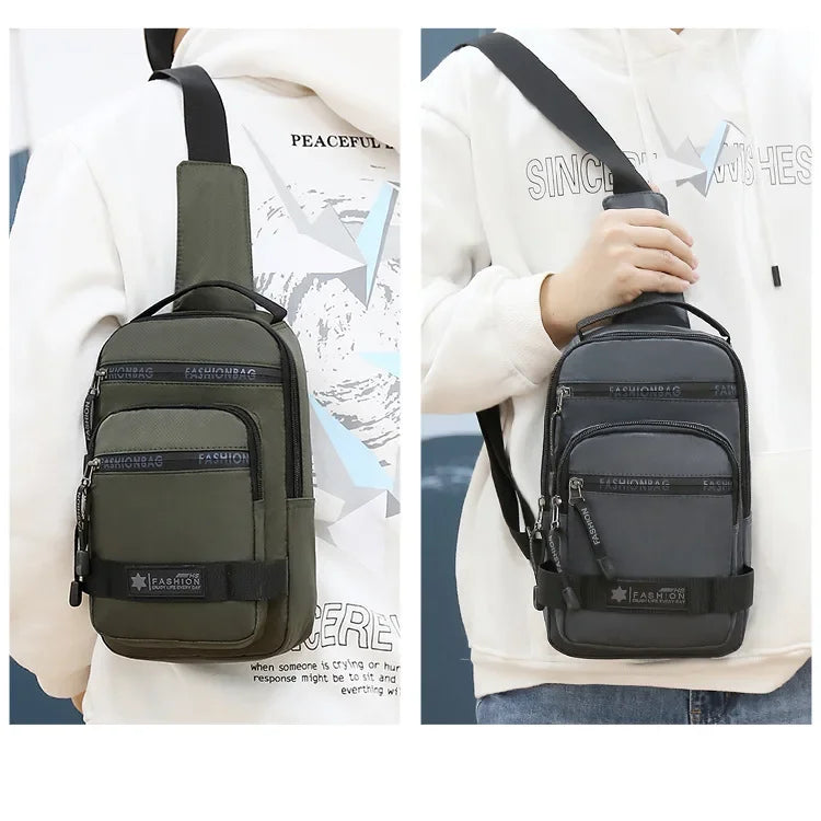 Chest Bag For Men New Large Capacity Shoulder Korean Version Travel Lightweight Nylon Crossbody Bag Backpack - Evallys.com