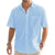 Men's Solid Color Cotton Linen Short Sleeve Shirts Vacation Beach Summer Tops with Pocket Casual Lightweight Button Shirts - Evallys.com