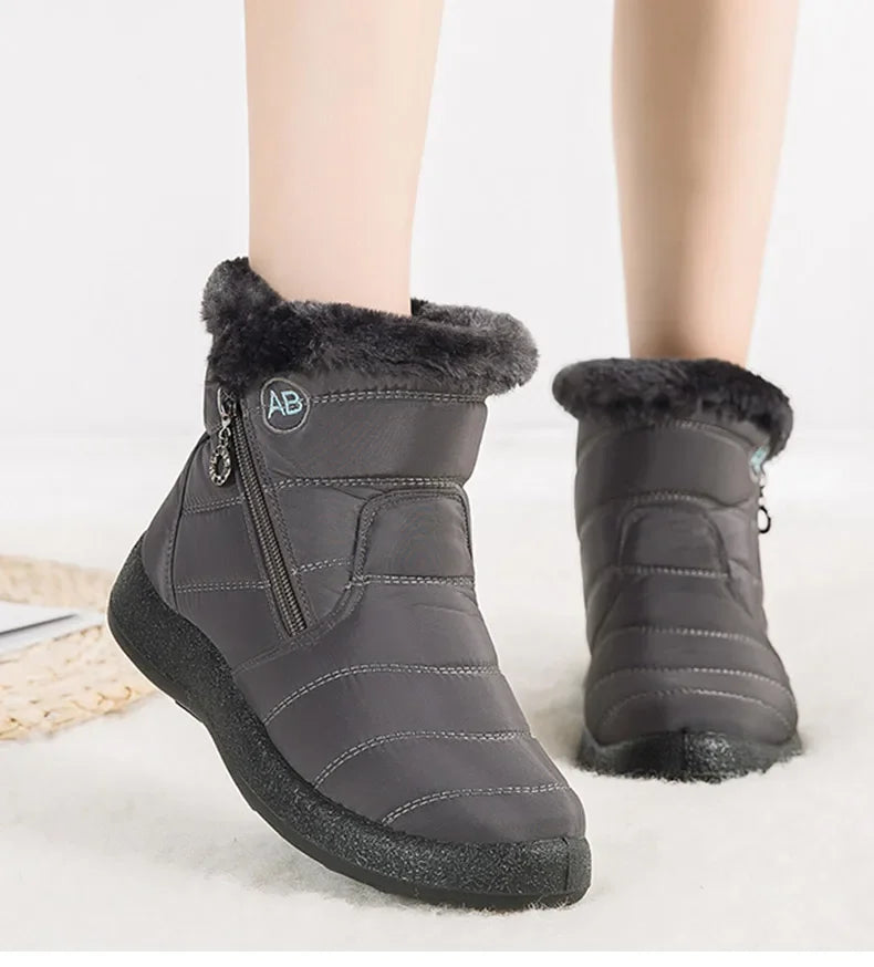Women's Boots Women's Ankle Boots With Fur Winter Shoes Women Low Heels Winter Boots Snow Waterproof Botas Mujer Winter Footwear - Evallys.com