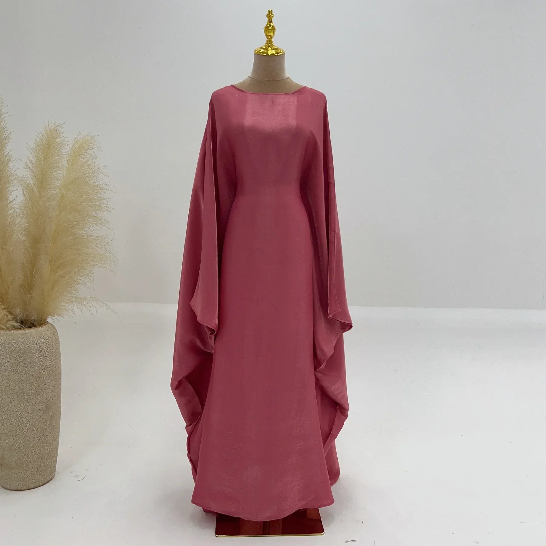 Eid Ramadan Batwing Butterfly Satin Abaya Dubai Luxury Muslim Kaftan Maxi Dress Women Kebaya Robe Caftan Marocain Femme Vestidos - Evallys.com
