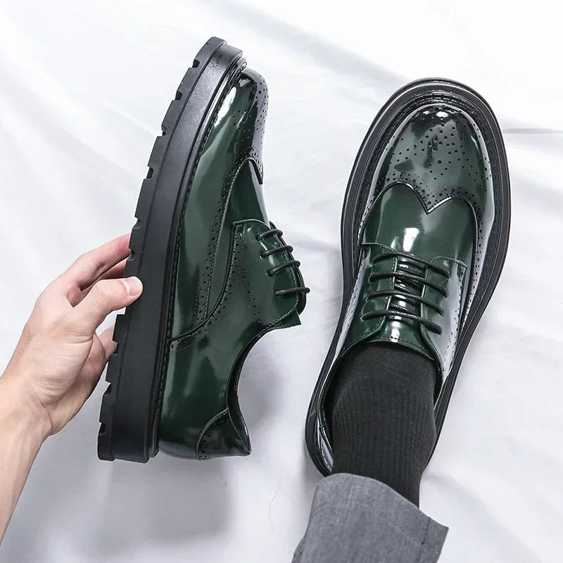 Green Patent Leather Oxford Shoes – Men’s Formal Business Dress Shoes - Evallys.com
