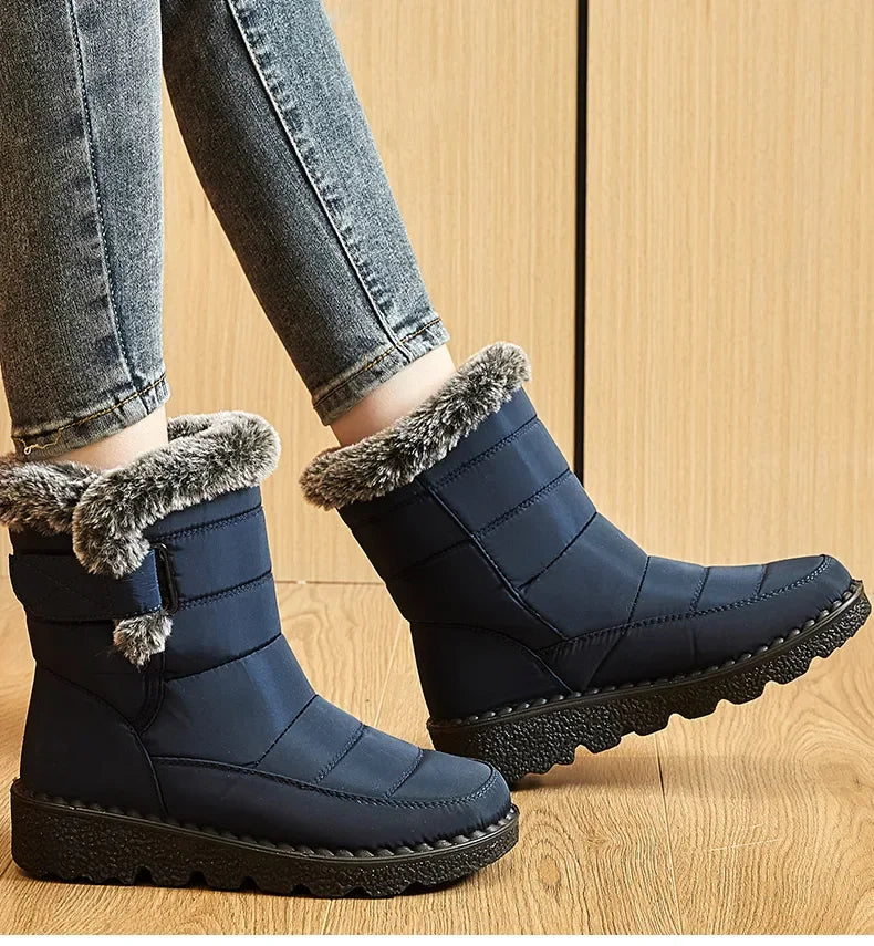 Women's Boots 2024 Trend Winter Shoes For Woman Winter Boots Ankle Low Heels Botas Mujer Waterproof Snow Boots With Fur Shoes - Evallys.com