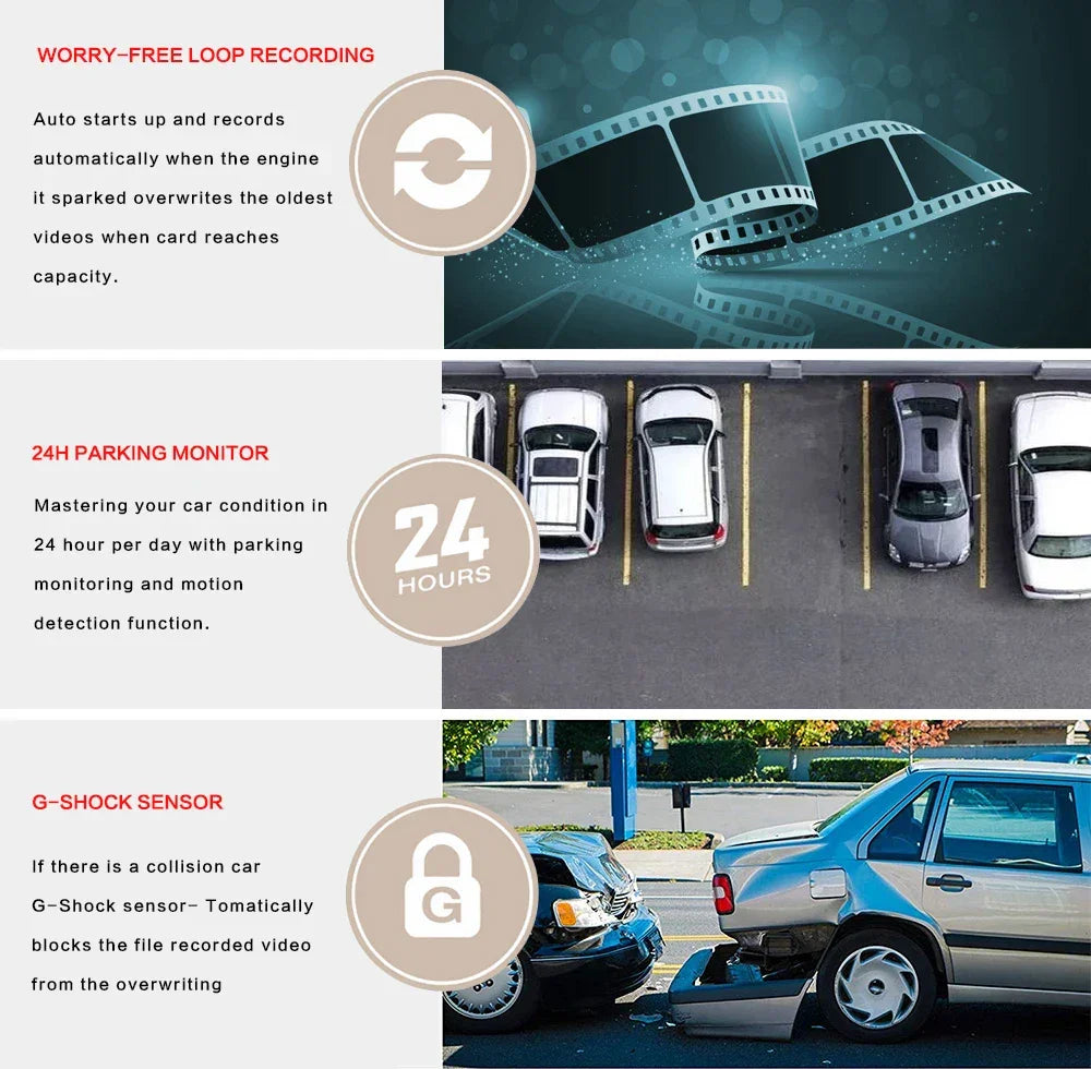 10 Inch Mirror Camera for Car Touch Screen Video Recorder Rearview mirror Dash Cam Front and Rear Camera Mirror DVR Black Box - Evallys.com