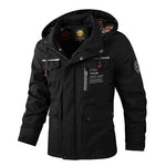 Fashion Men's Casual Windbreaker Jackets Hooded Jacket Man Waterproof Outdoor Soft Shell Winter Coat Clothing Warm Fleece Thick - Evallys.com