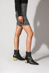Booties for Women Wide Calf Gold Chunky Heel Elegant Dress Boots - Evallys.com