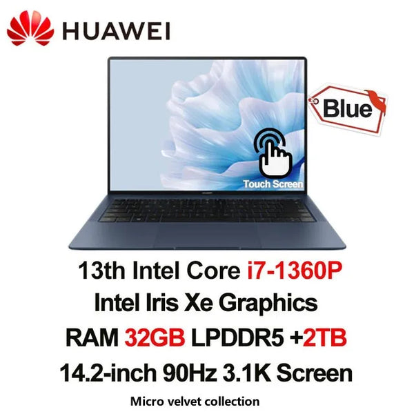 2023 HUAWEI MateBook X Pro Laptop 14.2 Inch i7-1360P 16/32GB 1/2TB 3.1k Touch Screen Notebook Primary Color HDR LTPS PC Computer - Evallys.com # #