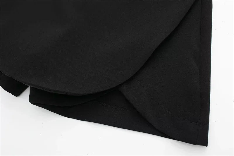 TRAF Asymmetrical Skort – High Waist Black Mini Skirt Shorts - Evallys.com