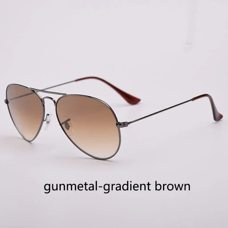 Top Quality Real Glass Lenses Men Women Sunglasses Brand Fashion Pilot Metal Frame Classic Style Outdoor UV400 Sun Glasses - Evallys.com