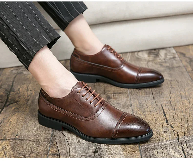 Men's Formal Shoes Red Sole Fashion Business Casual Party Banquet Daily Retro Carved Lace-up Brogue Dress Wedding Shoes Size 48 - Evallys.com