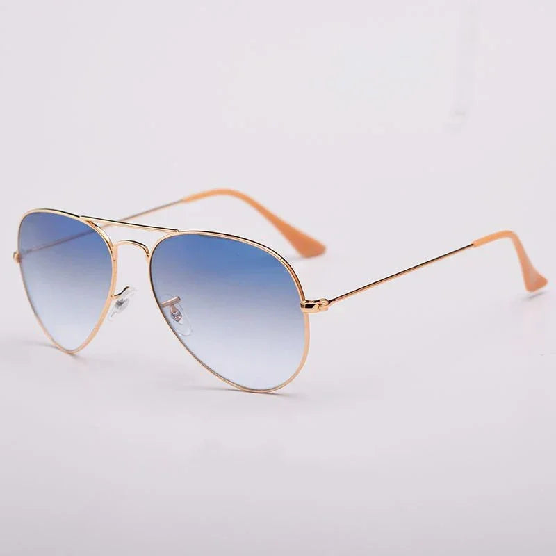 Top Quality Real Glass Lenses Men Women Sunglasses Brand Fashion Pilot Metal Frame Classic Style Outdoor UV400 Sun Glasses - Evallys.com