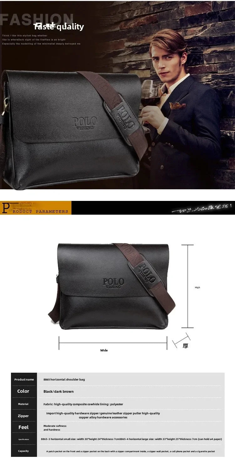 The leisure business single shoulder bag Polo vertical bag man trend inclined shoulder bag - Evallys.com