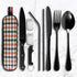 10Pc Travel Cutlery Set with Storage Bag Stainless Steel Travel Utensils Set Portable Camping Silverware Set Travel Flatware Set